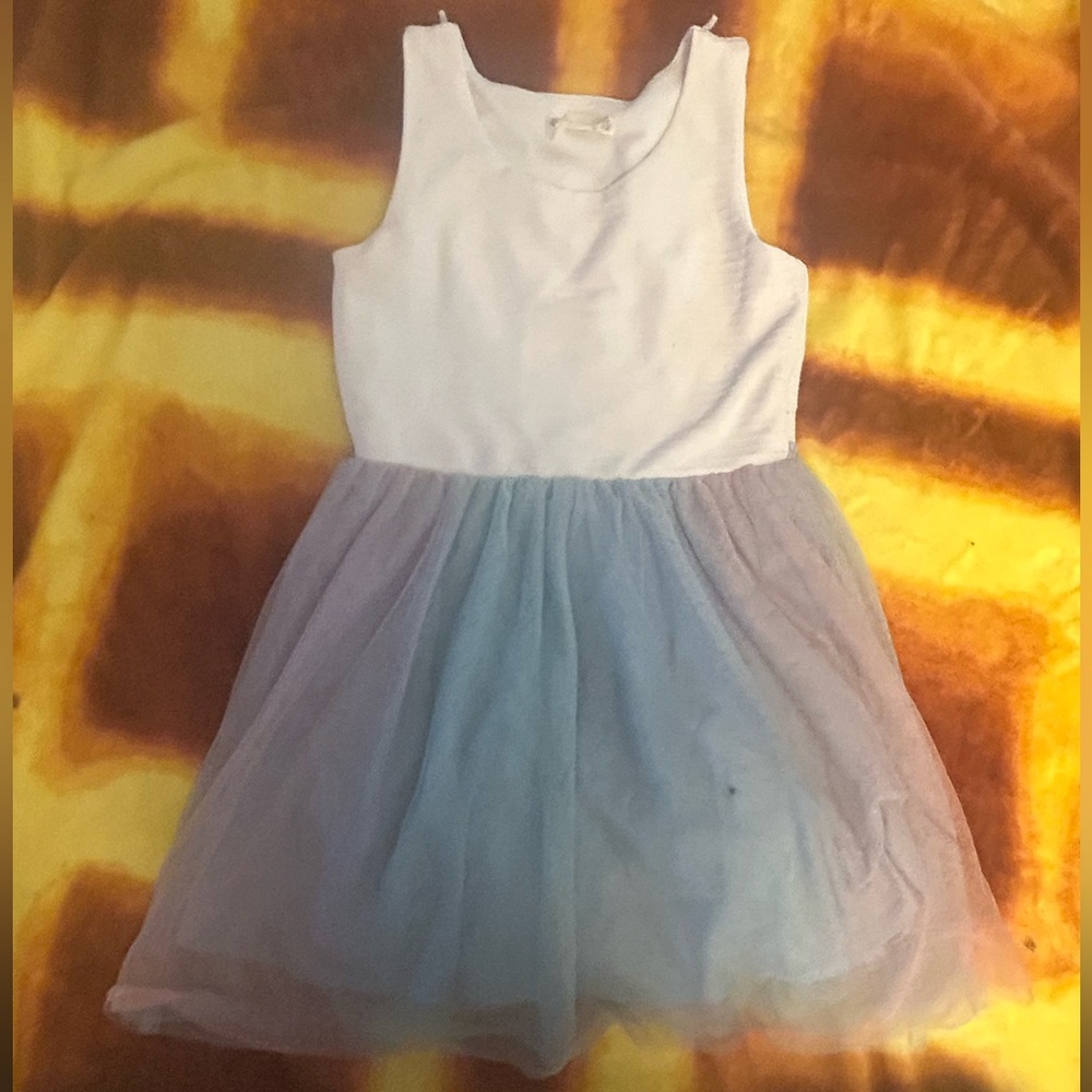 Knitworks White and Light Blue with Purple  Sleeveless Dress